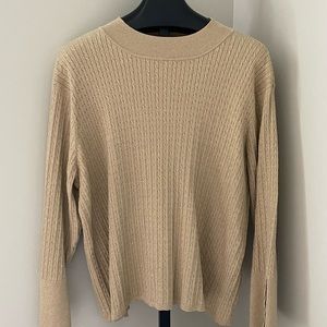 Gold Sparkly Cable Knit Sweater